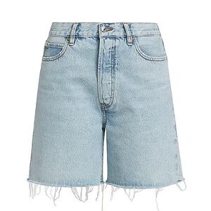 FRAME Whisper Bermuda Denim Shorts Frayed Hem Size 24